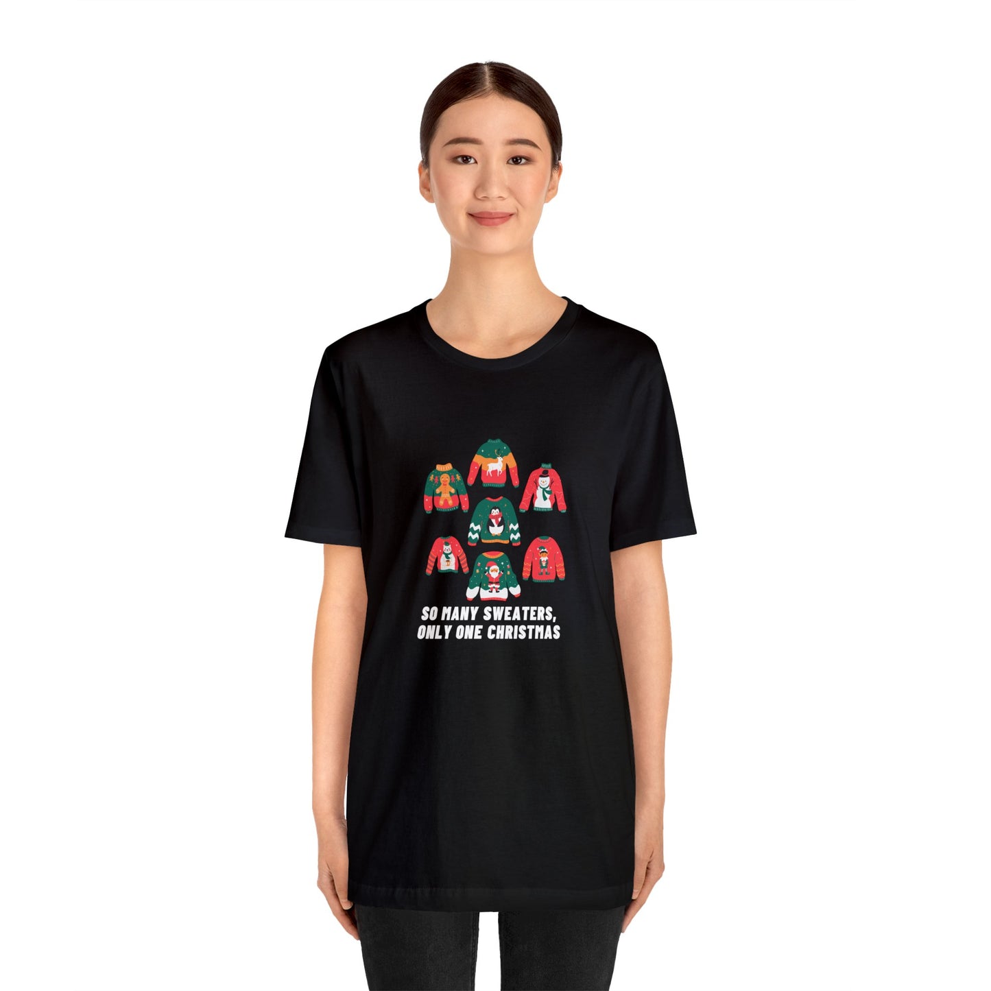 Festive Threads | Christmas So Many Sweaters Unisex Jersey Short Sleeve Tee