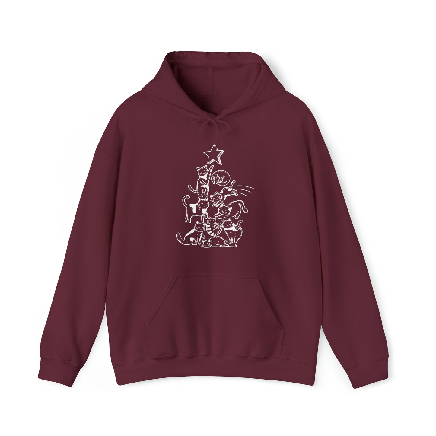 Festive Threads | Christmas Cat Tree Unisex Heavy Blend™ Hooded Sweatshirt