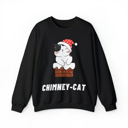 Festive Threads | Christmas Chimney Cat Unisex Heavy Blend™ Crewneck Sweatshirt