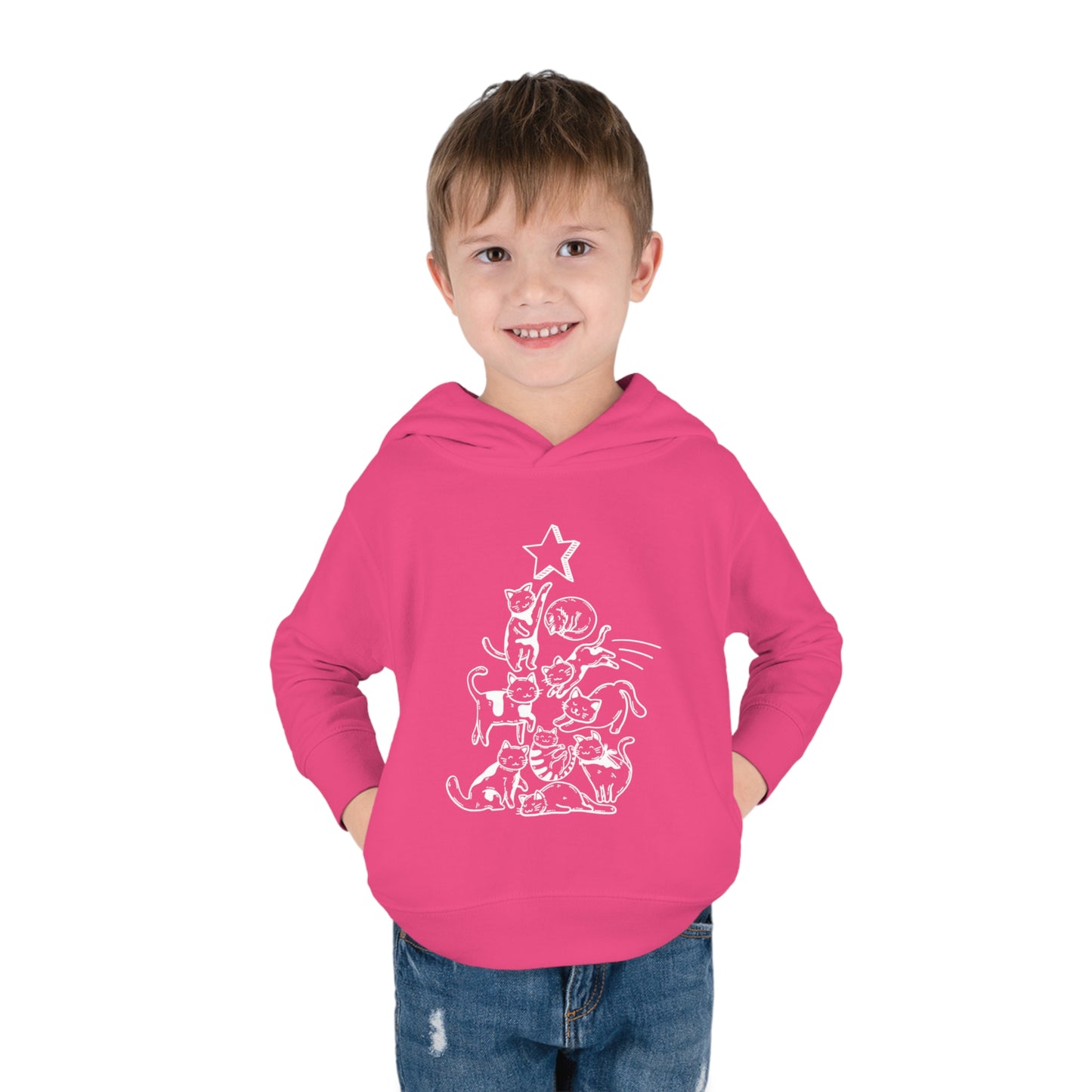 Festive Threads | Christmas Cat Tree Toddler Pullover Fleece Hoodie