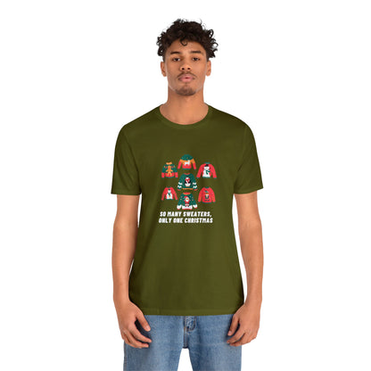 Festive Threads | Christmas So Many Sweaters Unisex Jersey Short Sleeve Tee