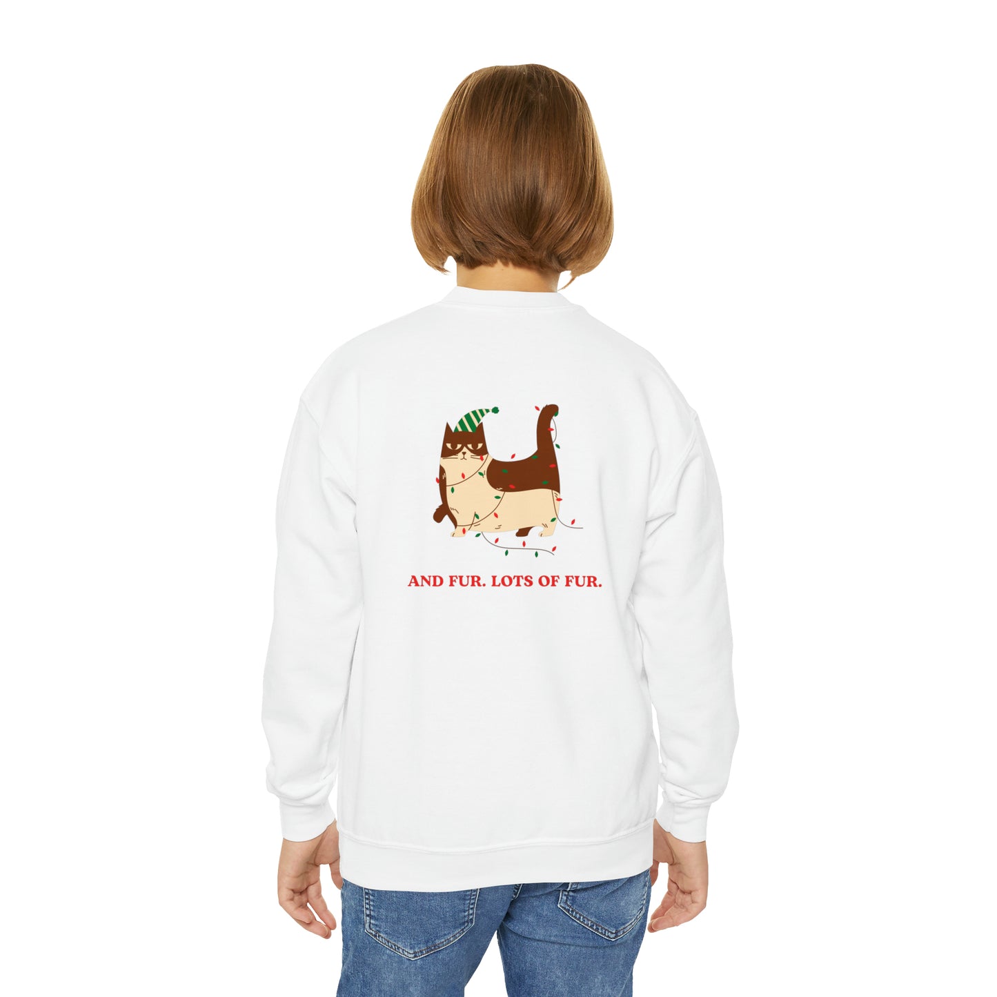 Festive Threads | Christmas Santa Paws Youth Crewneck Sweatshirt