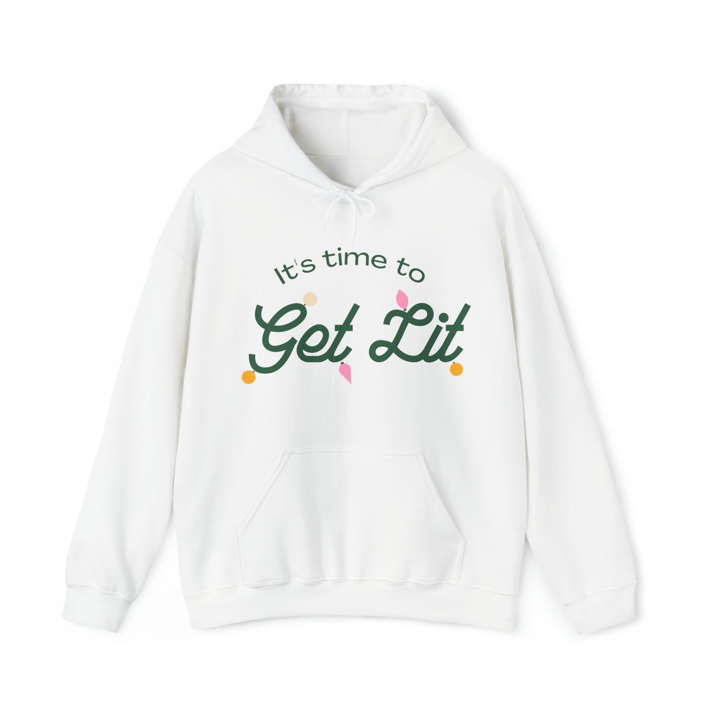 Festive Threads | Christmas Its Time To Get Lit Unisex Heavy Blend™ Hooded Sweatshirt