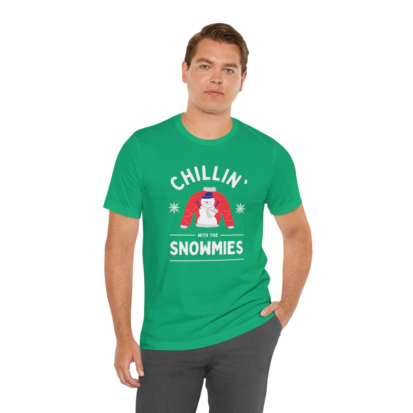 Festive Threads | Christmas Chillin With The Snowmies Unisex Jersey Short Sleeve Tee