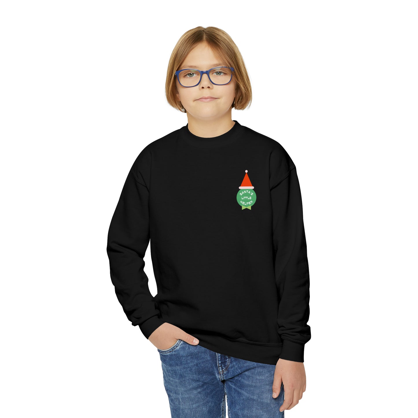 Festive Threads | Christmas Santa's Helper Youth Crewneck Sweatshirt