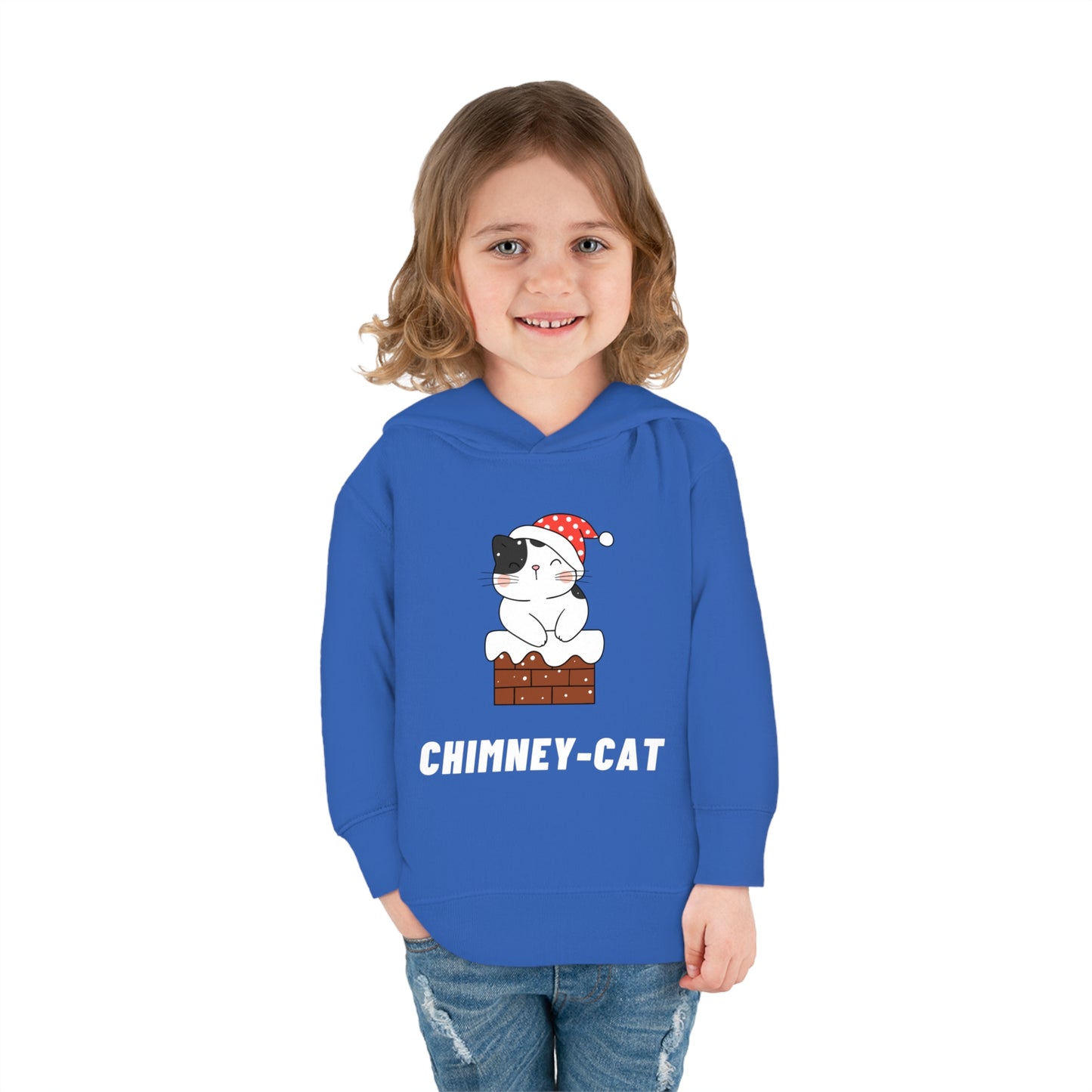 Festive Threads | Christmas Chimney Cat Toddler Pullover Fleece Hoodie