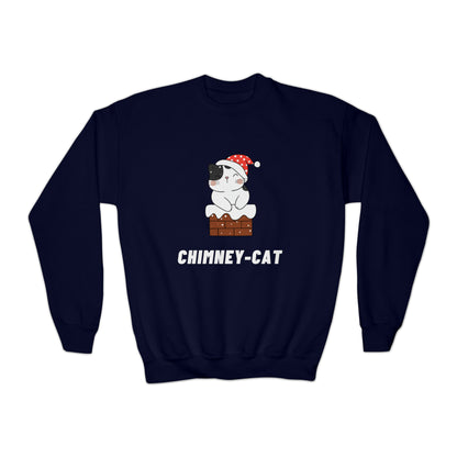 Festive Threads | Christmas Chimney Cat Youth Crewneck Sweatshirt