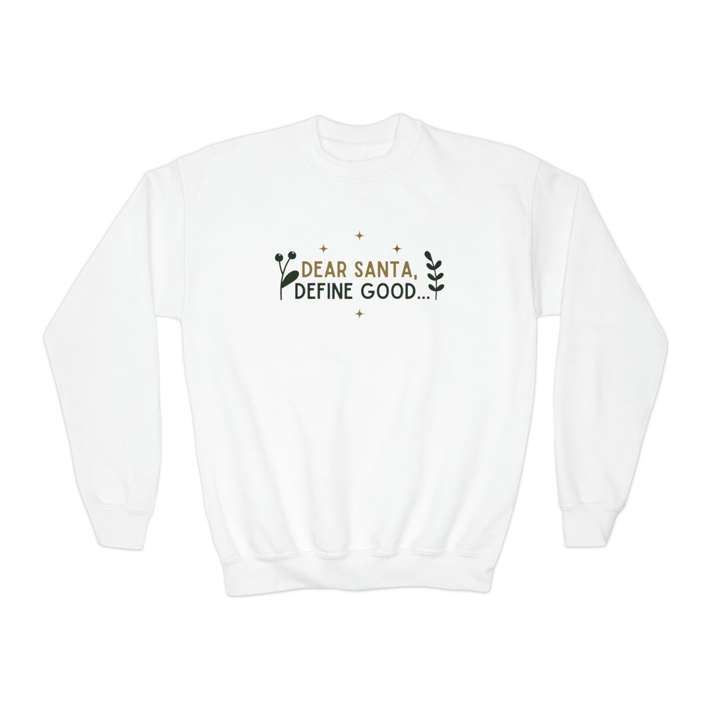 Festive Threads | Christmas Dear Santa Youth Crewneck Sweatshirt