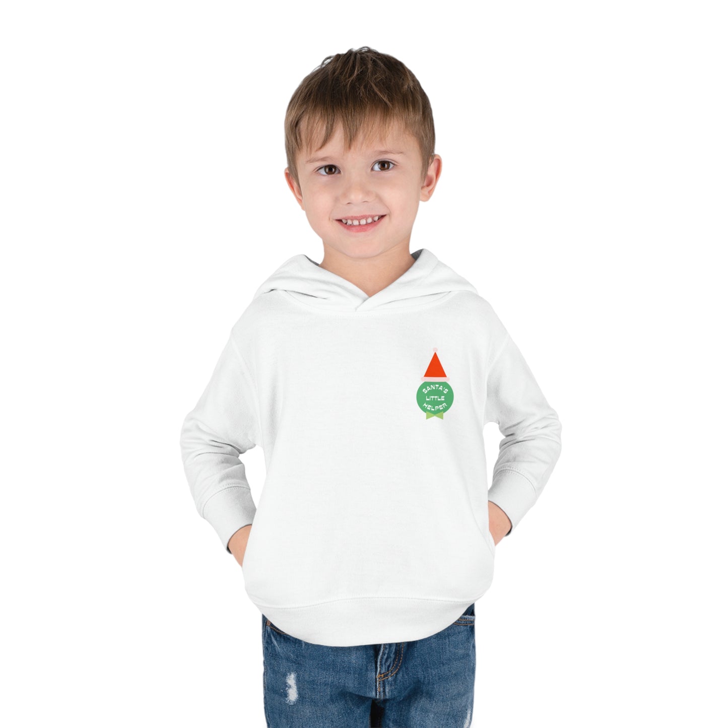 Festive Threads | Christmas Santa's Helper Toddler Pullover Fleece Hoodie