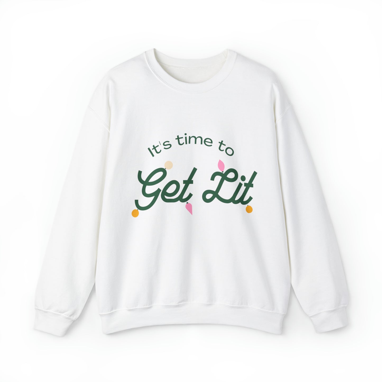 Festive Threads | Christmas Its Time To Get Lit Unisex Heavy Blend™ Crewneck Sweatshirt