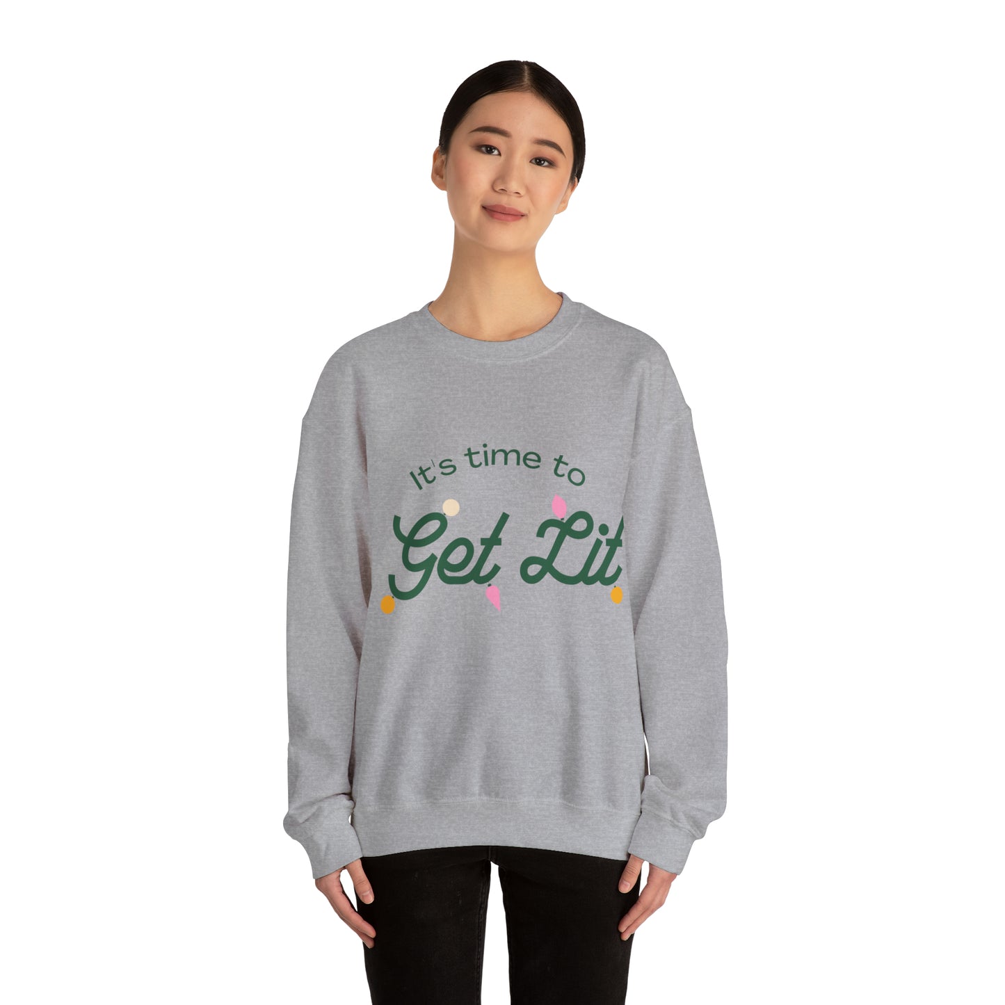 Festive Threads | Christmas Its Time To Get Lit Unisex Heavy Blend™ Crewneck Sweatshirt