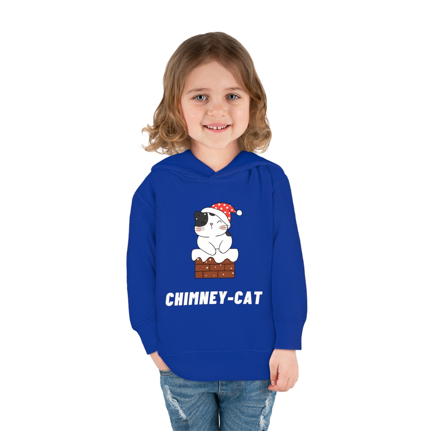 Festive Threads | Christmas Chimney Cat Toddler Pullover Fleece Hoodie