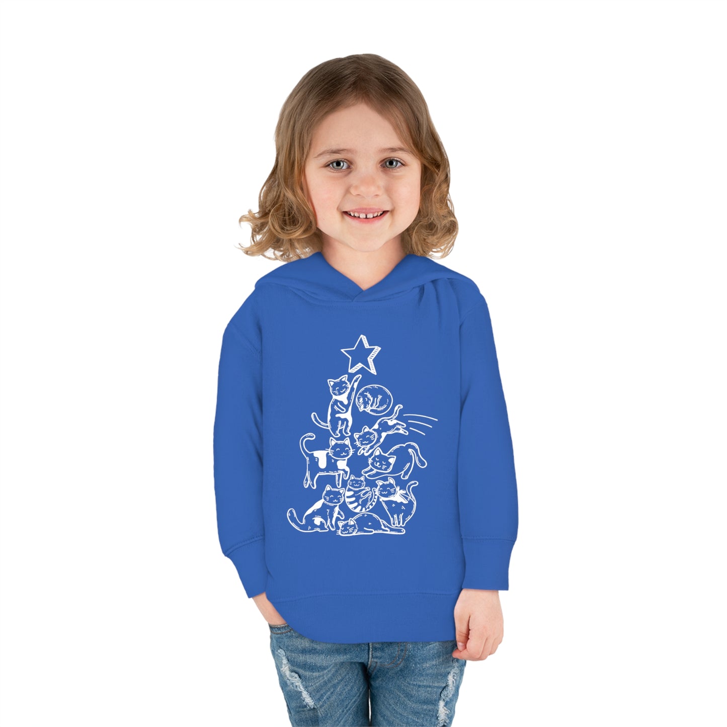 Festive Threads | Christmas Cat Tree Toddler Pullover Fleece Hoodie