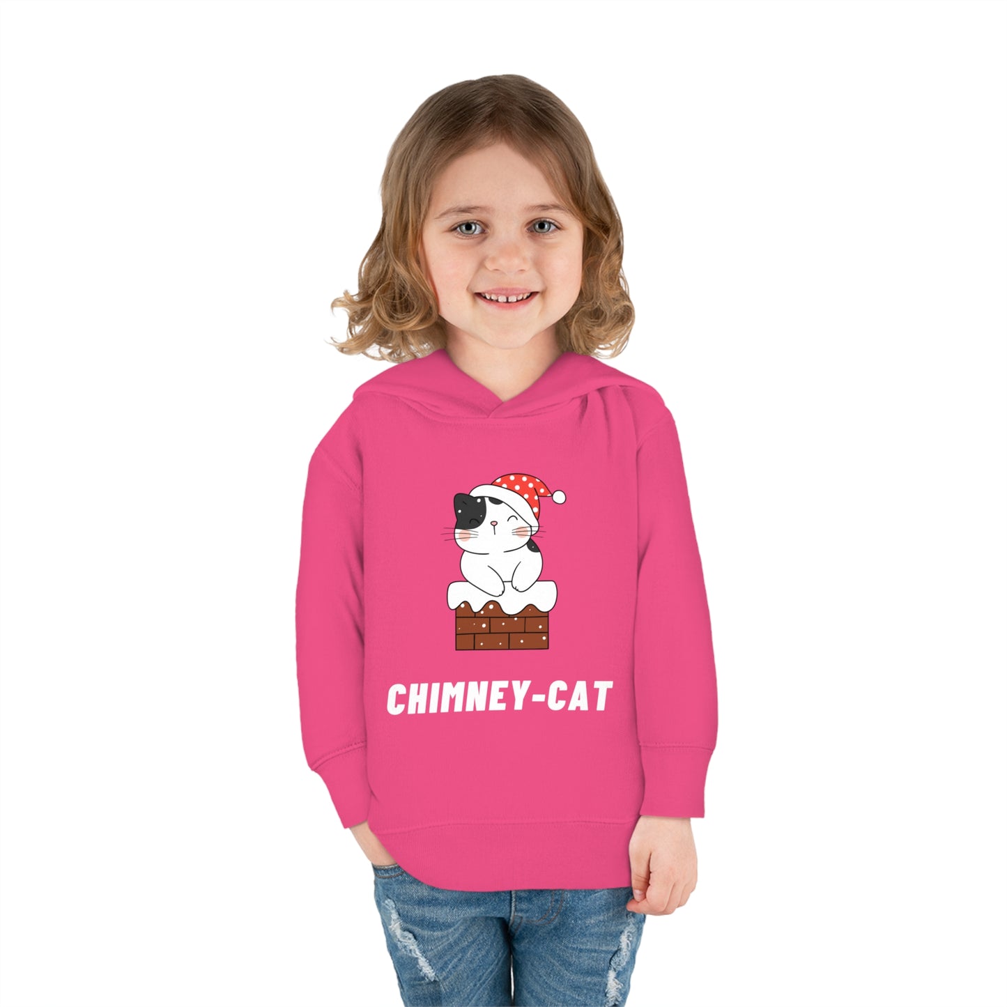 Festive Threads | Christmas Chimney Cat Toddler Pullover Fleece Hoodie