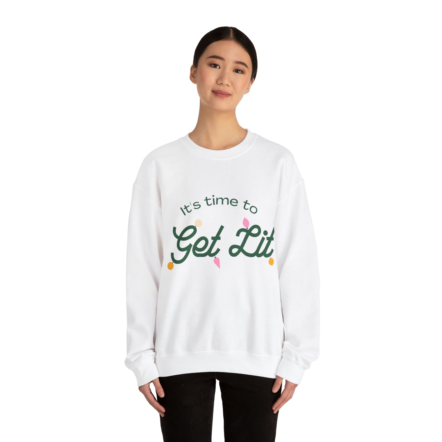 Festive Threads | Christmas Its Time To Get Lit Unisex Heavy Blend™ Crewneck Sweatshirt