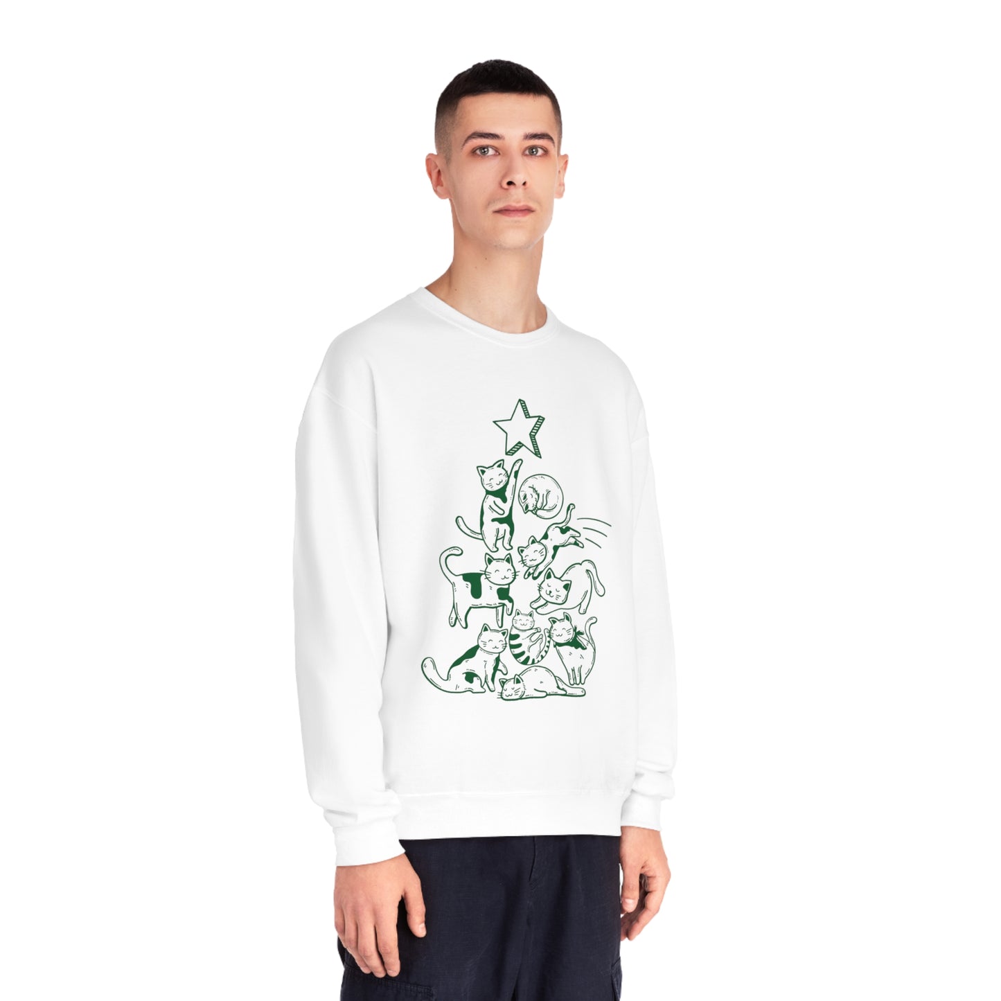 Festive Threads | Christmas Cat Tree Unisex NuBlend® Crewneck Sweatshirt