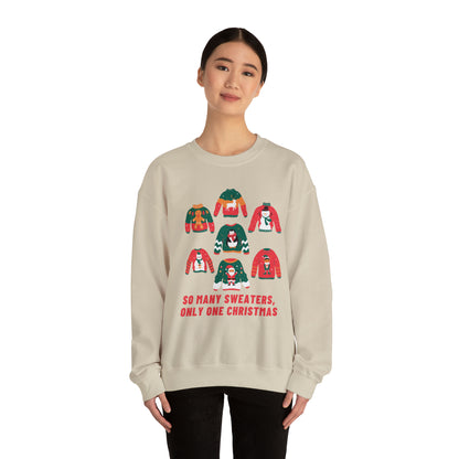 Festive Threads | Christmas So Many Sweaters Unisex Heavy Blend™ Crewneck Sweatshirt