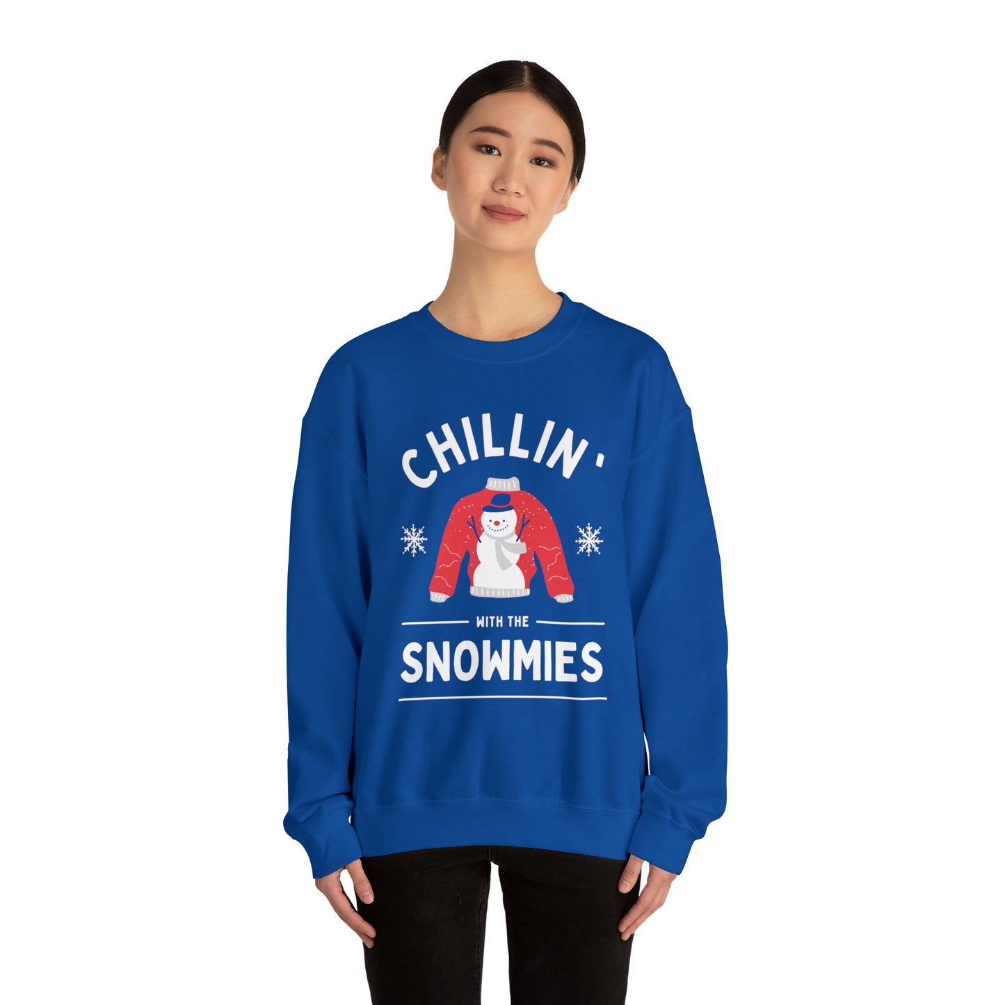 Festive Threads | Christmas Chillin With The Snowmies Unisex Heavy Blend™ Crewneck Sweatshirt