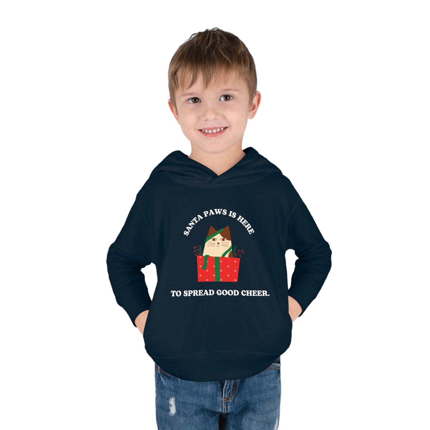 Festive Threads | Christmas Santa Paws Toddler Pullover Fleece Hoodie