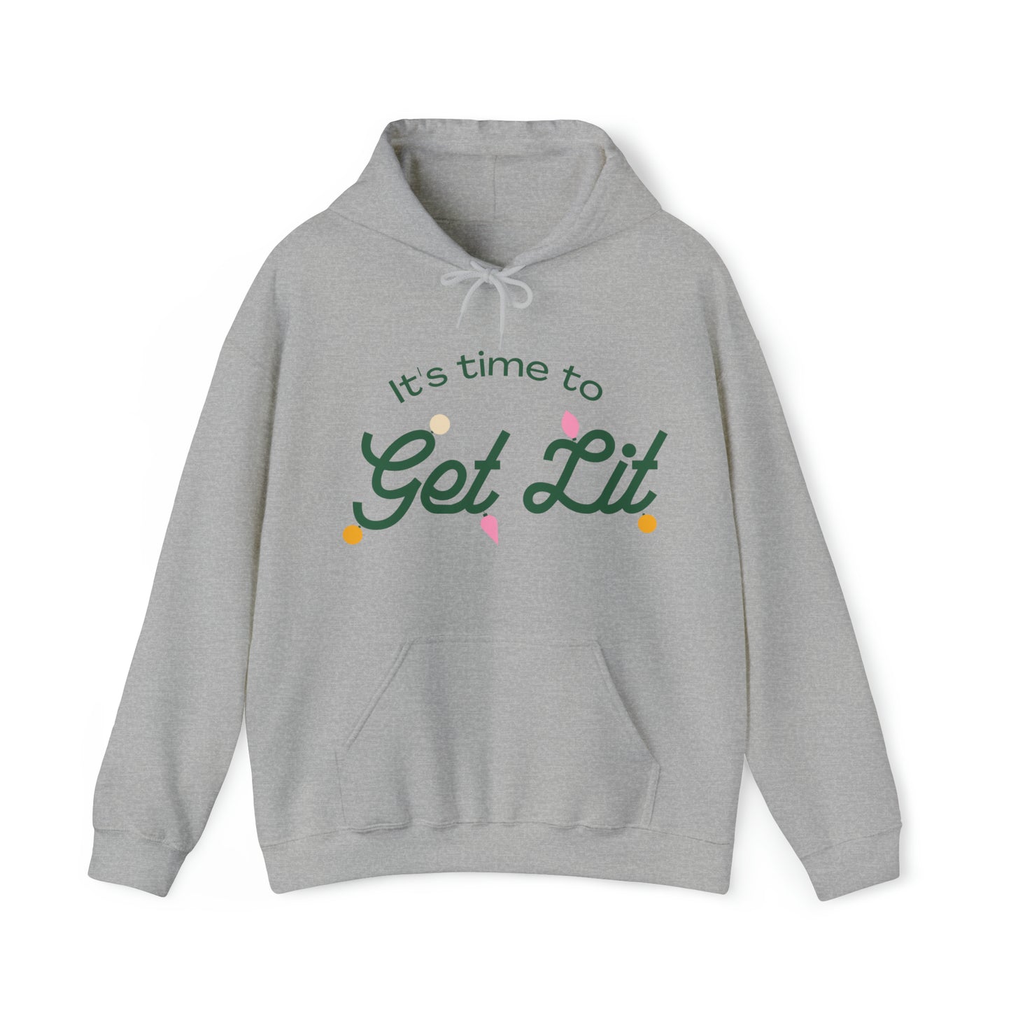 Festive Threads | Christmas Its Time To Get Lit Unisex Heavy Blend™ Hooded Sweatshirt