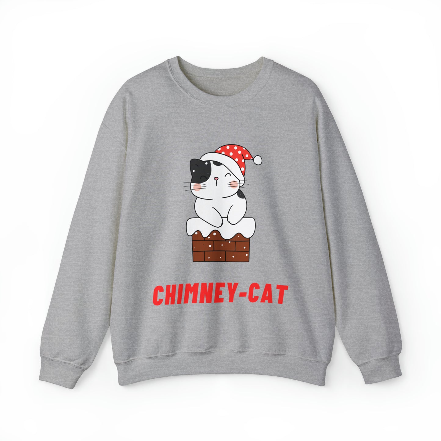 Festive Threads | Christmas Chimney Cat Unisex Heavy Blend™ Crewneck Sweatshirt