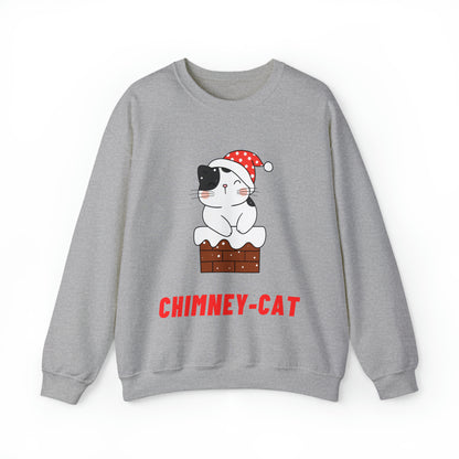 Festive Threads | Christmas Chimney Cat Unisex Heavy Blend™ Crewneck Sweatshirt