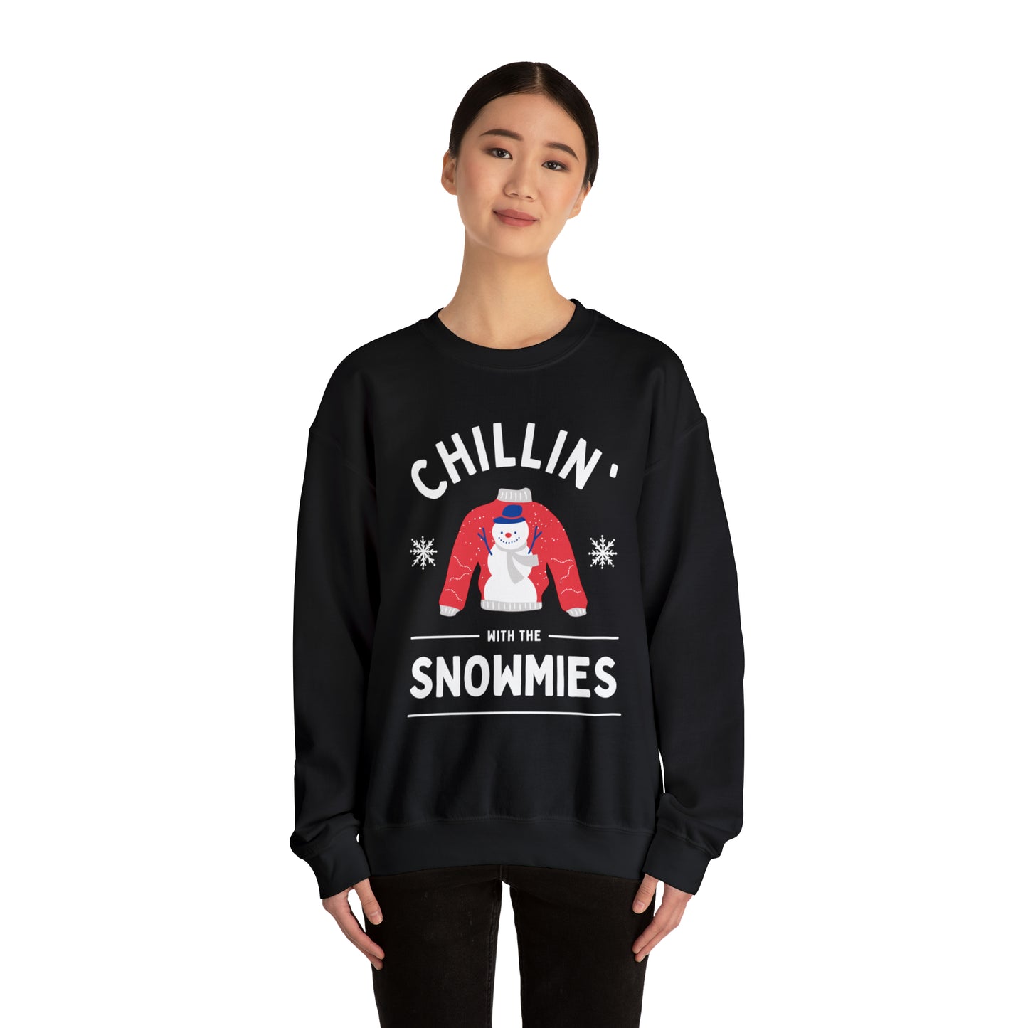 Festive Threads | Christmas Chillin With The Snowmies Unisex Heavy Blend™ Crewneck Sweatshirt