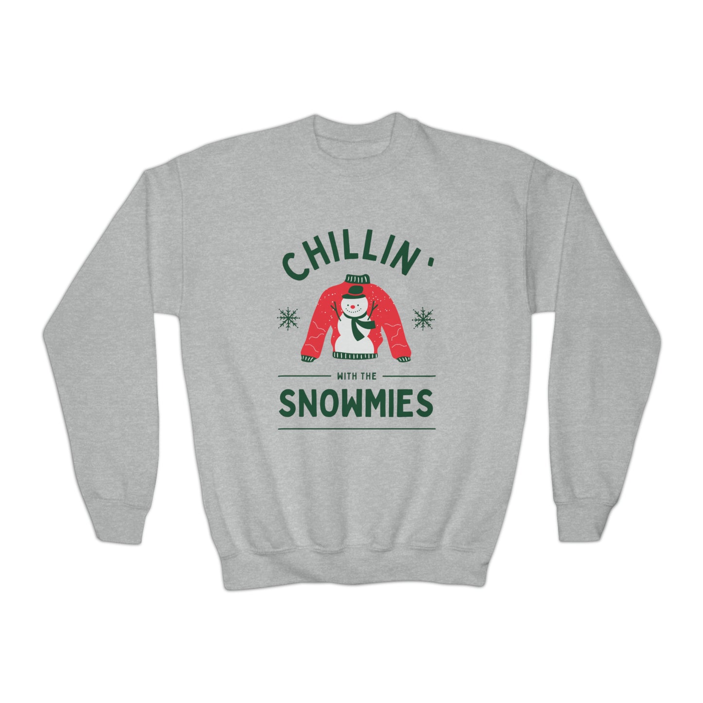 Festive Threads | Christmas Chillin With The Snowmies Youth Crewneck Sweatshirt