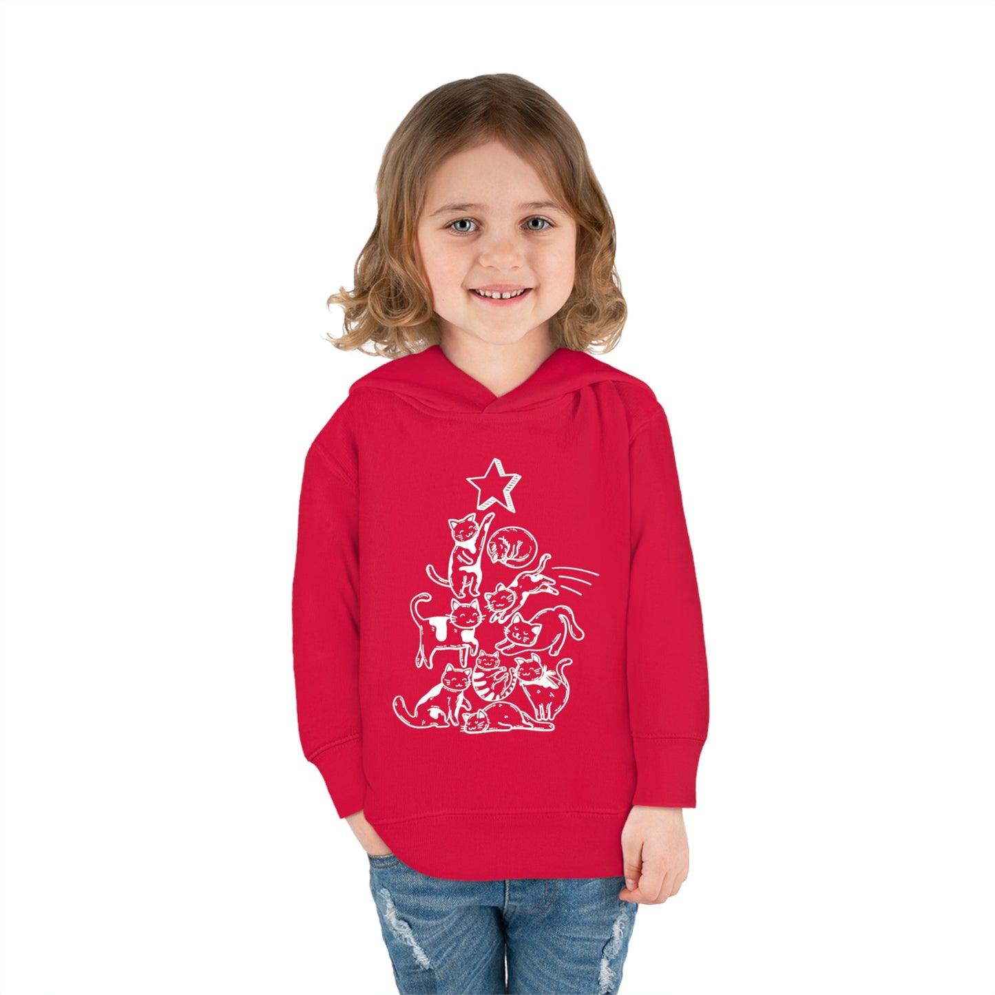 Festive Threads | Christmas Cat Tree Toddler Pullover Fleece Hoodie