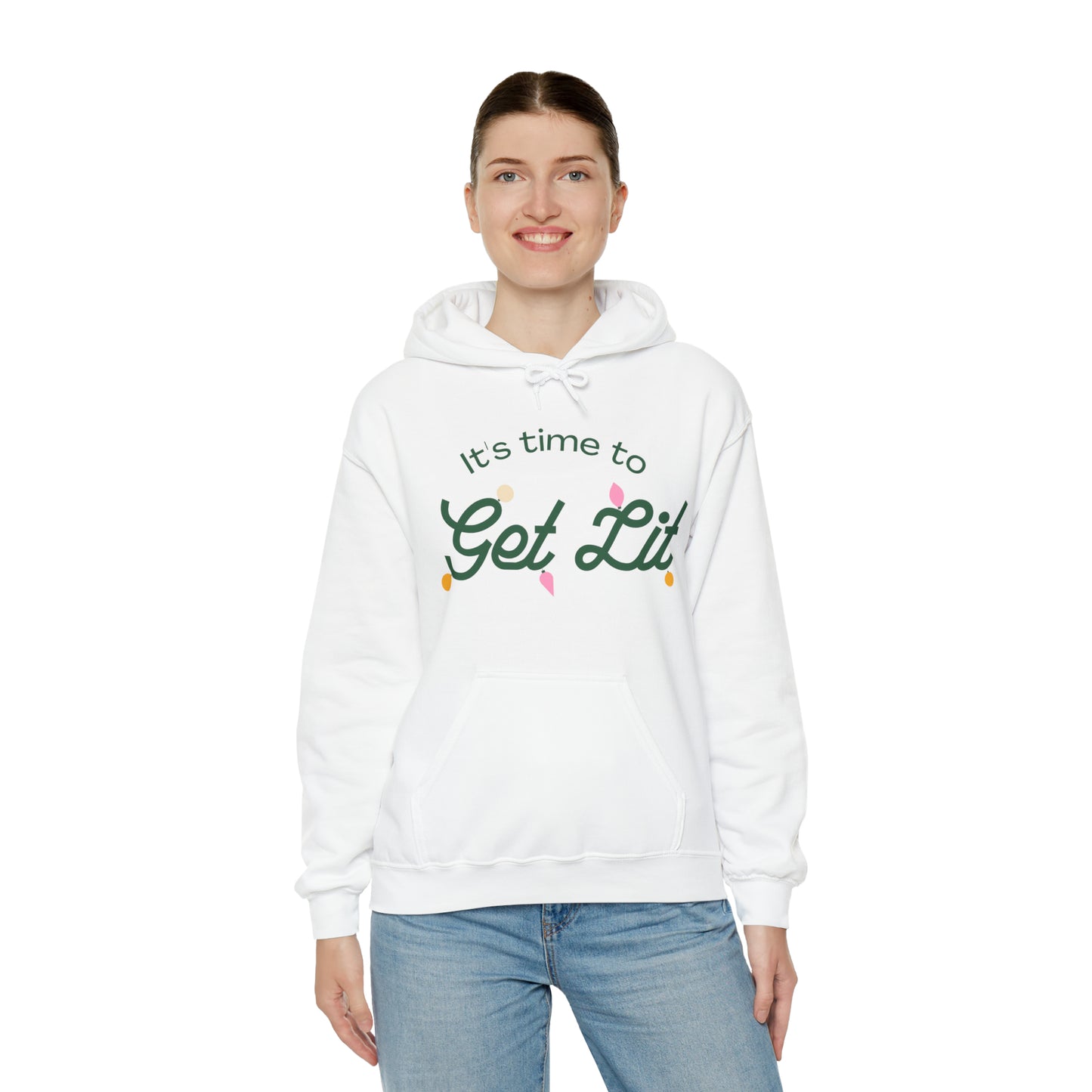 Festive Threads | Christmas Its Time To Get Lit Unisex Heavy Blend™ Hooded Sweatshirt