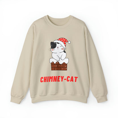 Festive Threads | Christmas Chimney Cat Unisex Heavy Blend™ Crewneck Sweatshirt