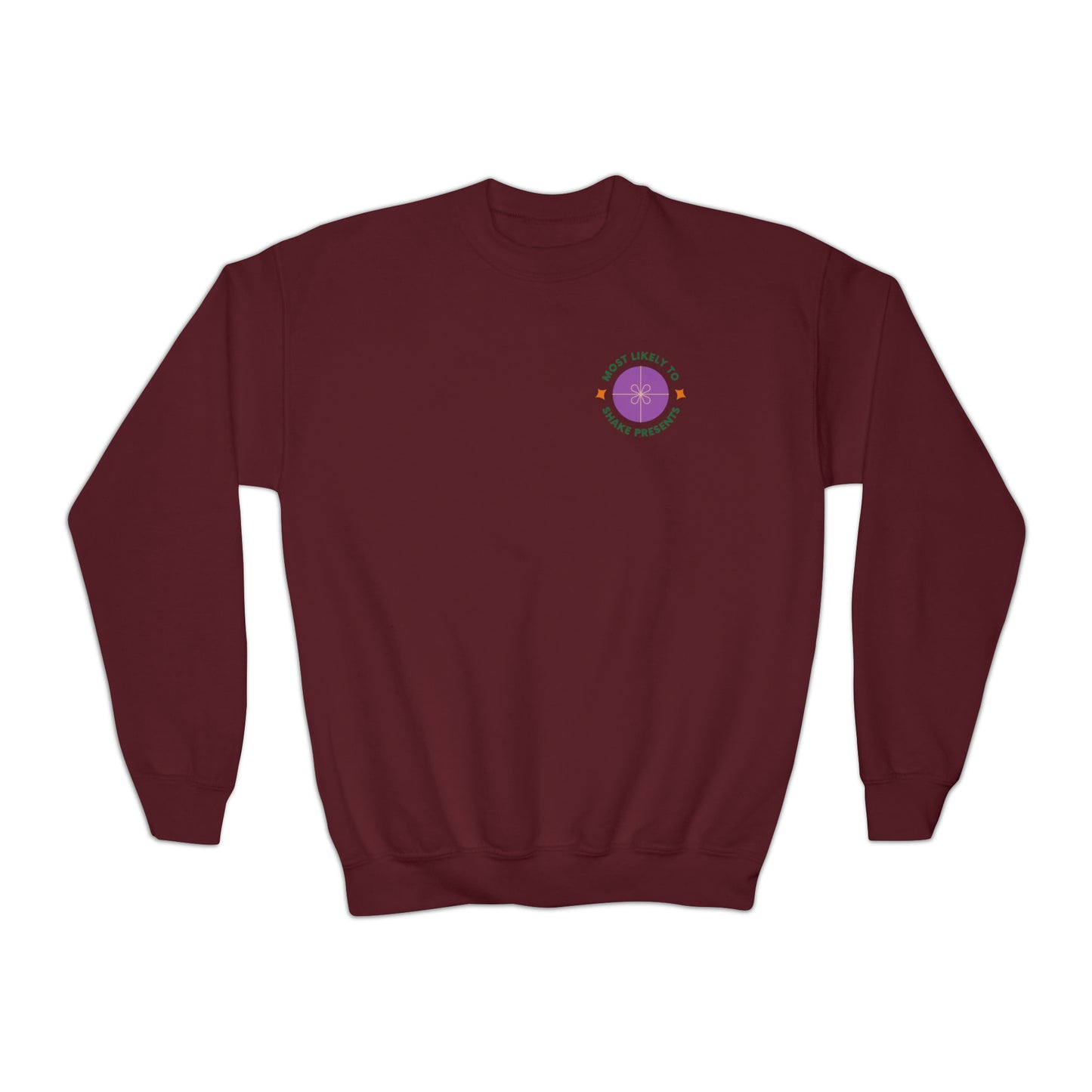 Festive Threads | Christmas Most Likely To Shake Presents Youth Crewneck Sweatshirt