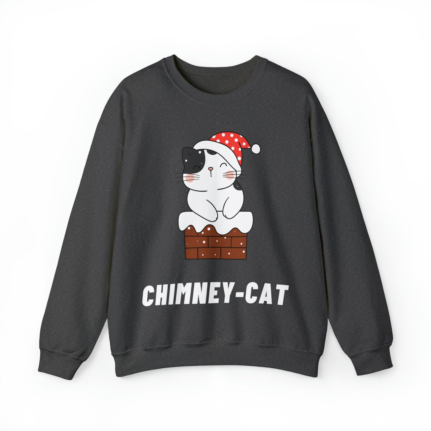 Festive Threads | Christmas Chimney Cat Unisex Heavy Blend™ Crewneck Sweatshirt