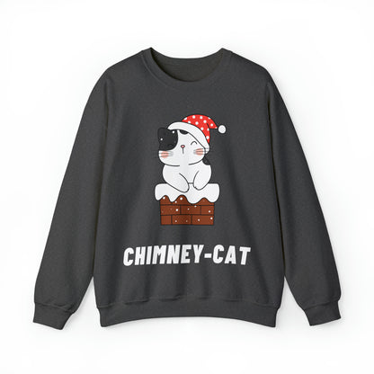 Festive Threads | Christmas Chimney Cat Unisex Heavy Blend™ Crewneck Sweatshirt