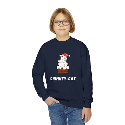 Festive Threads | Christmas Chimney Cat Youth Crewneck Sweatshirt