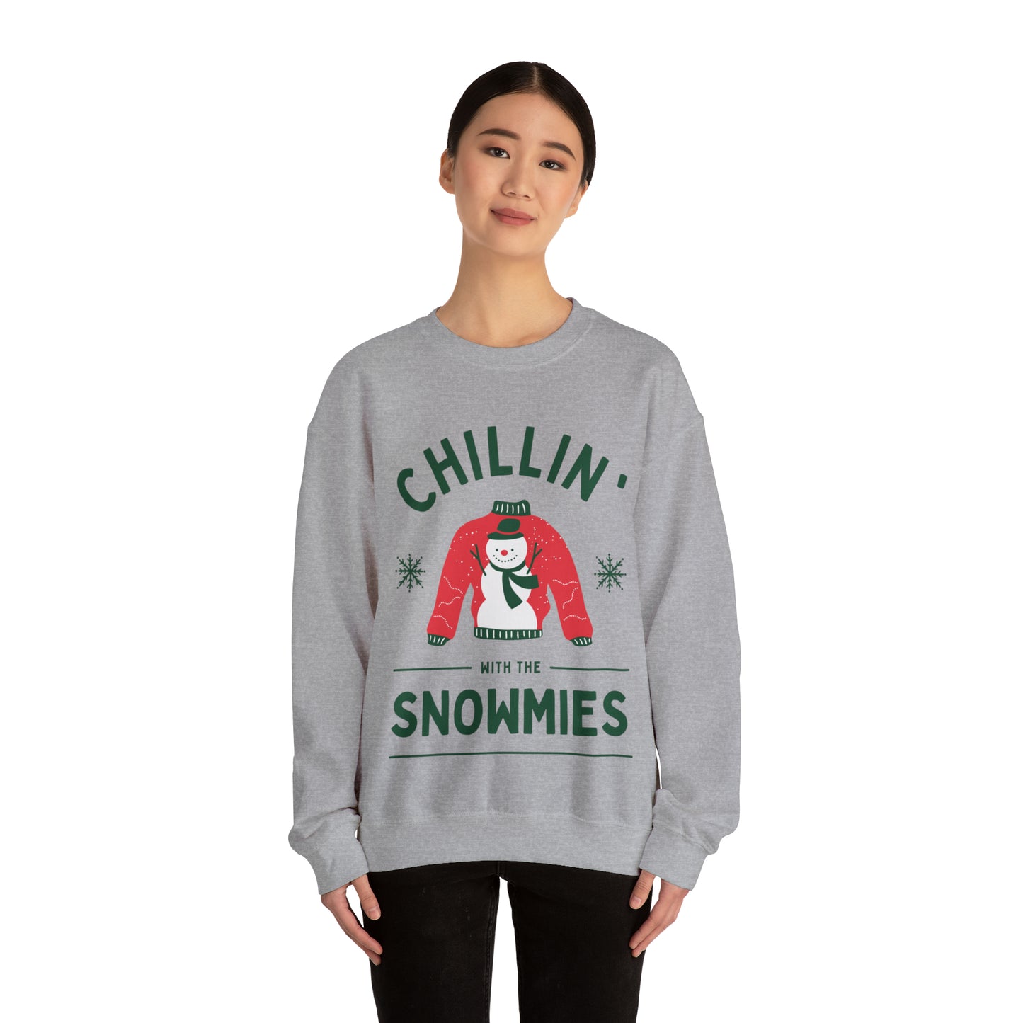 Festive Threads | Christmas Chillin With The Snowmies Unisex Heavy Blend™ Crewneck Sweatshirt