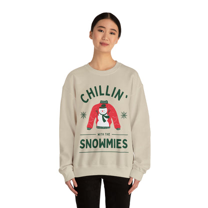 Festive Threads | Christmas Chillin With The Snowmies Unisex Heavy Blend™ Crewneck Sweatshirt