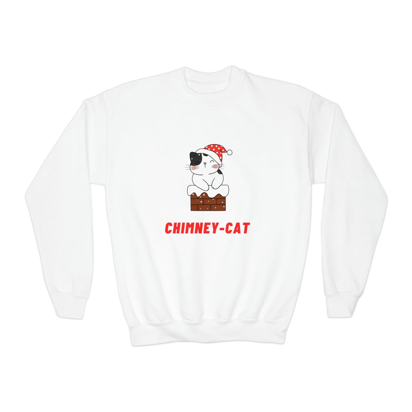 Festive Threads | Christmas Chimney Cat Youth Crewneck Sweatshirt