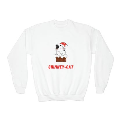 Festive Threads | Christmas Chimney Cat Youth Crewneck Sweatshirt