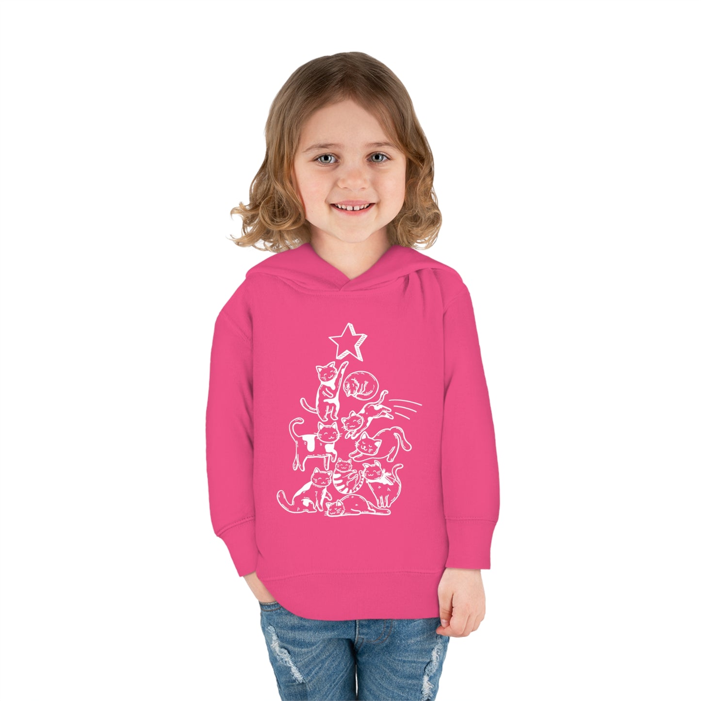 Festive Threads | Christmas Cat Tree Toddler Pullover Fleece Hoodie