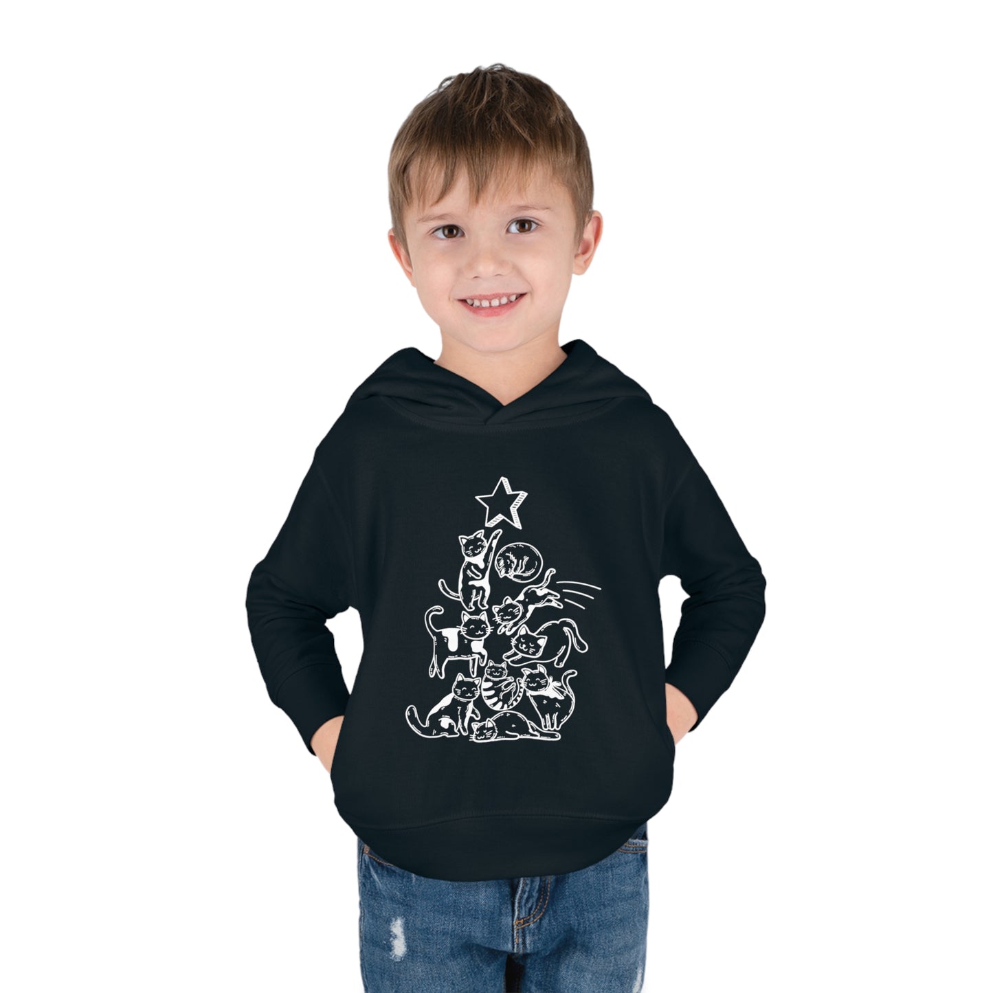 Festive Threads | Christmas Cat Tree Toddler Pullover Fleece Hoodie