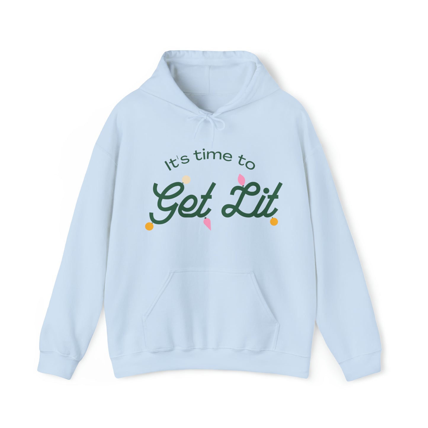 Festive Threads | Christmas Its Time To Get Lit Unisex Heavy Blend™ Hooded Sweatshirt