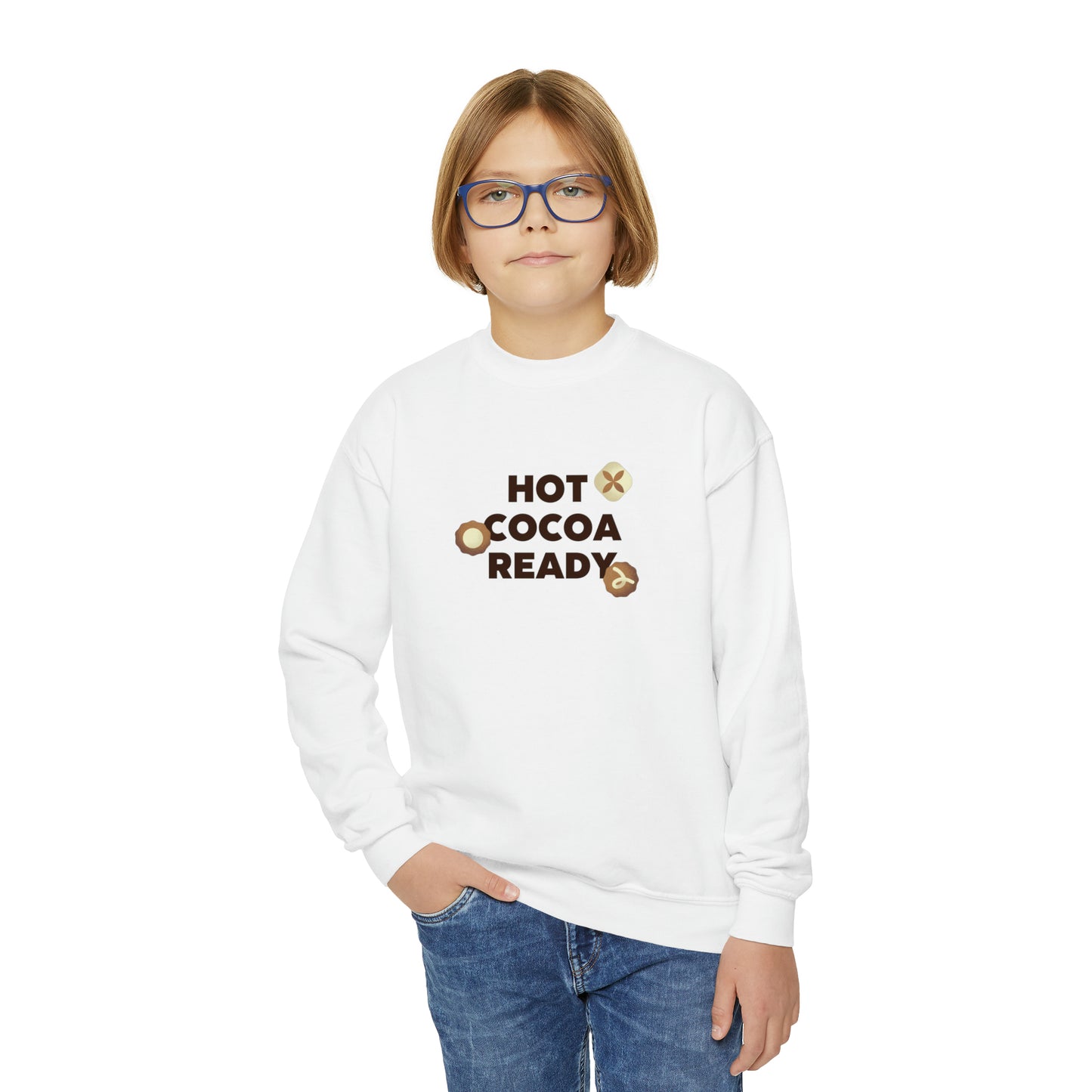 Festive Threads | Christmas Hot Cocoa Ready Youth Crewneck Sweatshirt