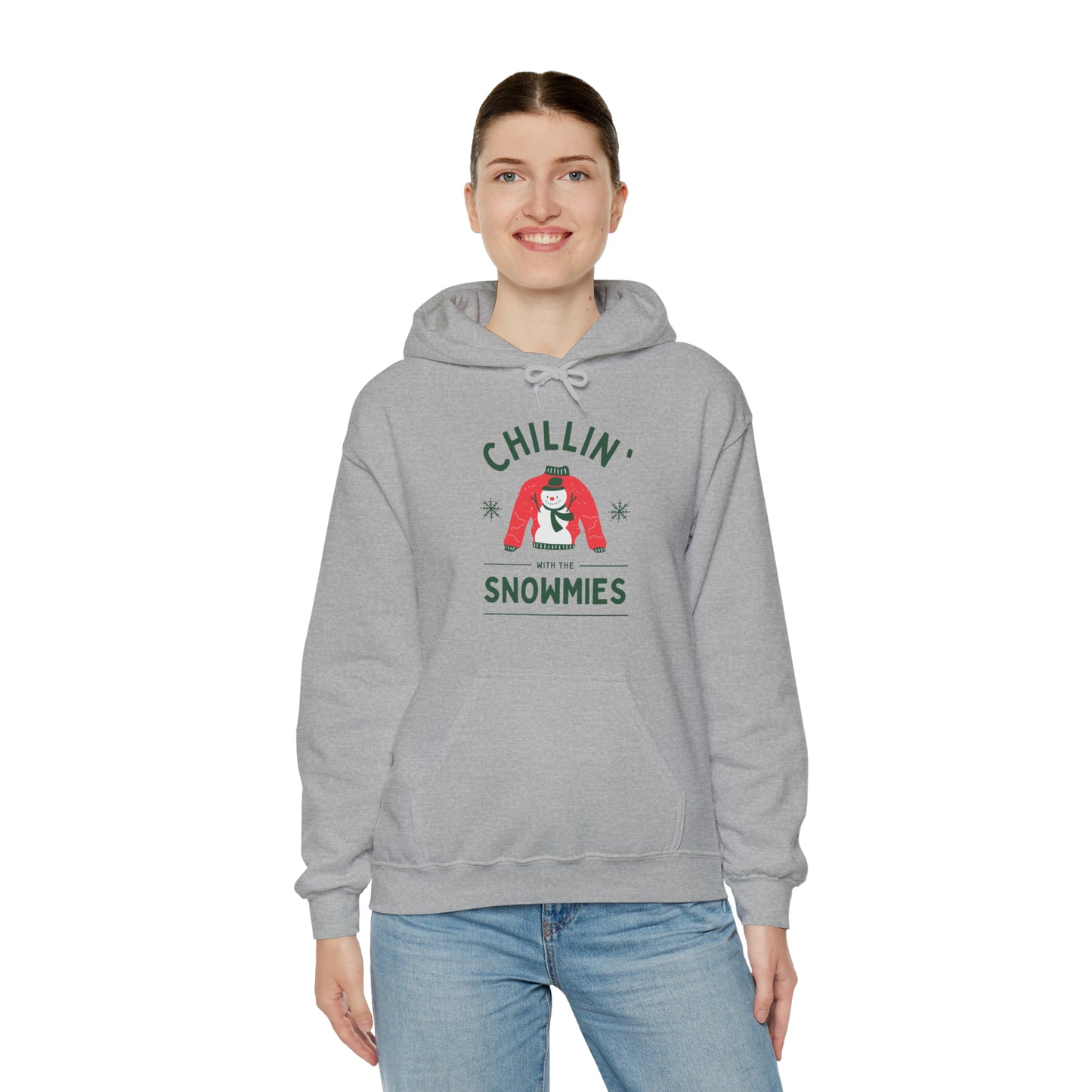 Festive Threads | Christmas Chillin With The Snowmies Unisex Heavy Blend™ Hooded Sweatshirt