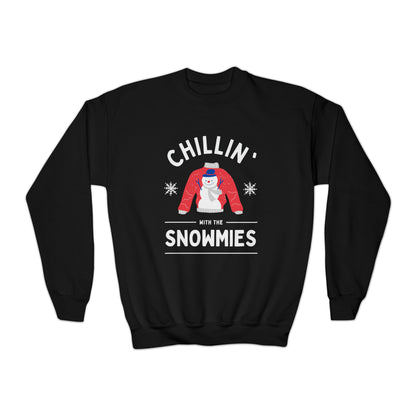 Festive Threads | Christmas Chillin With The Snowmies Youth Crewneck Sweatshirt