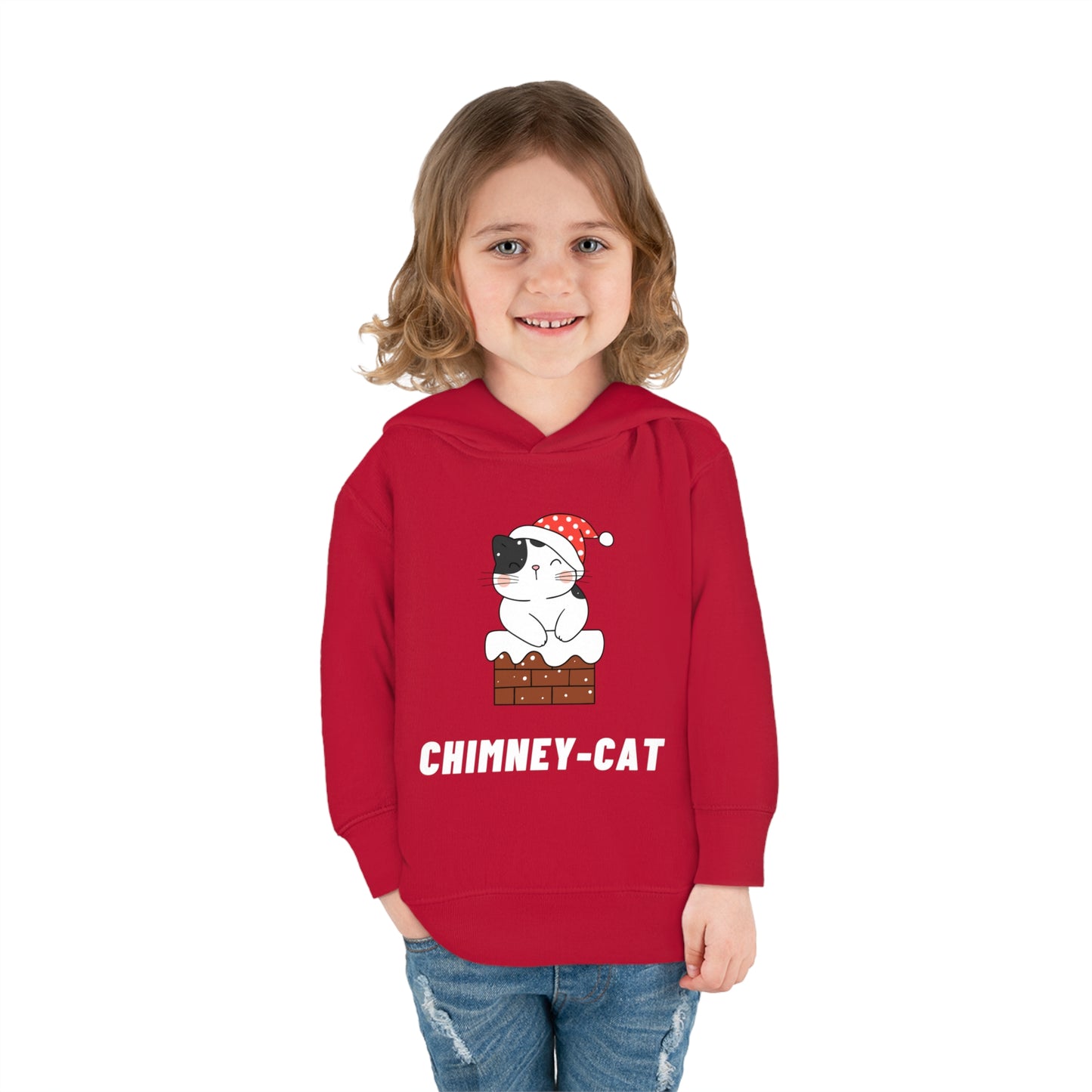 Festive Threads | Christmas Chimney Cat Toddler Pullover Fleece Hoodie