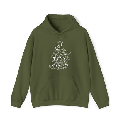 Festive Threads | Christmas Cat Tree Unisex Heavy Blend™ Hooded Sweatshirt