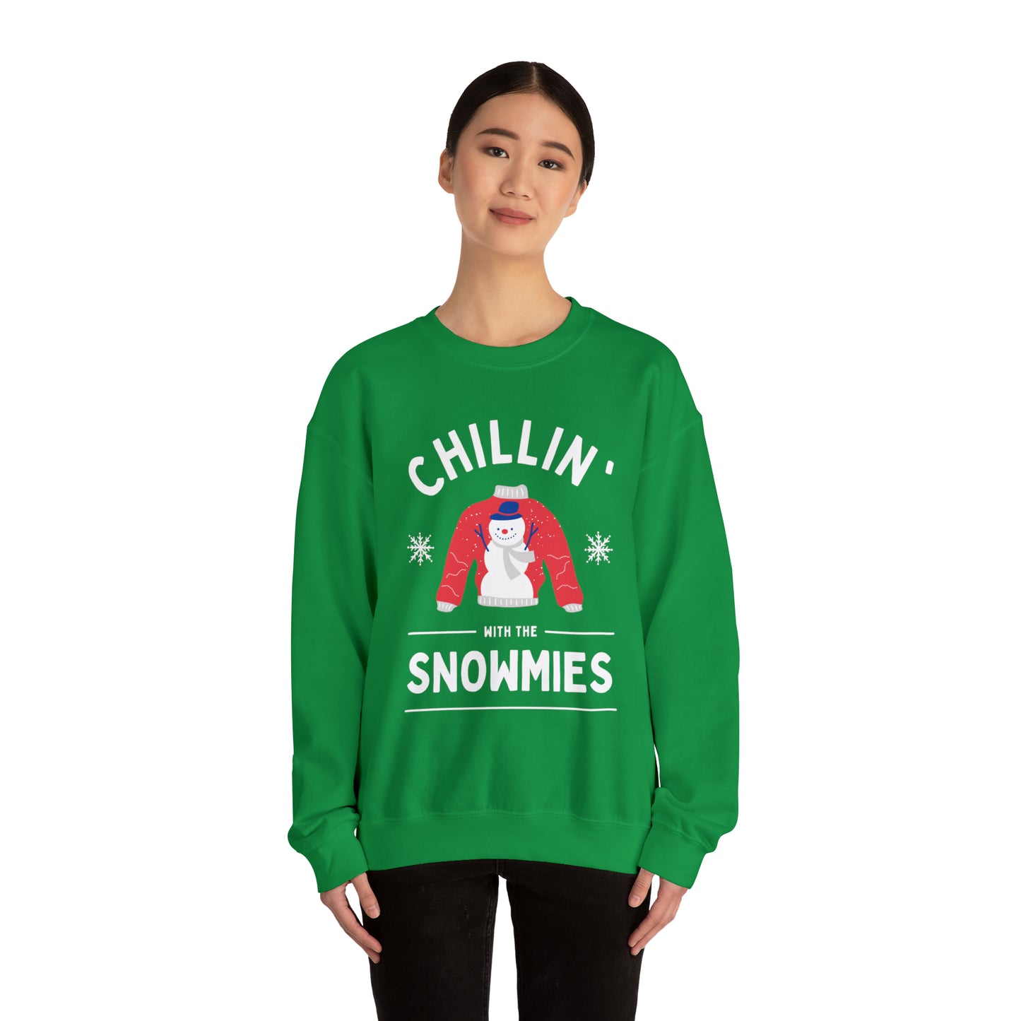 Festive Threads | Christmas Chillin With The Snowmies Unisex Heavy Blend™ Crewneck Sweatshirt