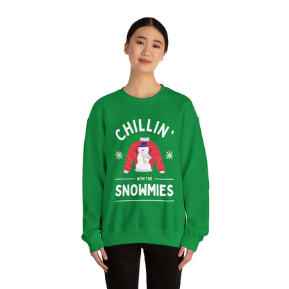 Festive Threads | Christmas Chillin With The Snowmies Unisex Heavy Blend™ Crewneck Sweatshirt