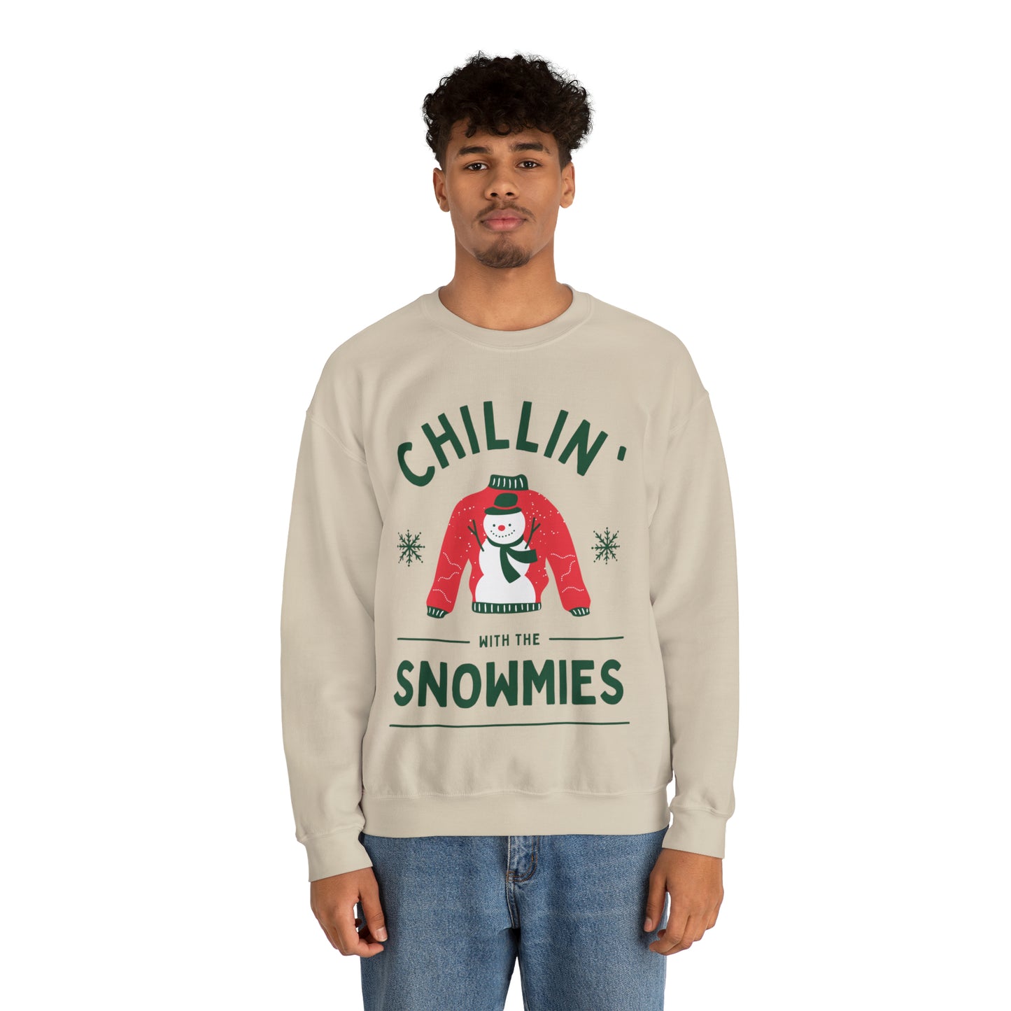 Festive Threads | Christmas Chillin With The Snowmies Unisex Heavy Blend™ Crewneck Sweatshirt